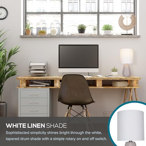 Catalina Lighting Ceramic Table Lamp for Office, Living Room, Dorm or Bedroom, Smart Home Compatible, Bulb Not Included, 17", Grey