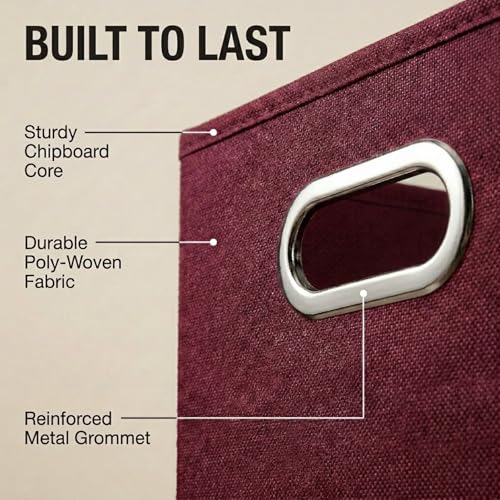 Household Essentials Fabric Storage Bins 6 Piece Set, Burgundy - color: Burgundy, size: 11” L x 11” W x 11” H