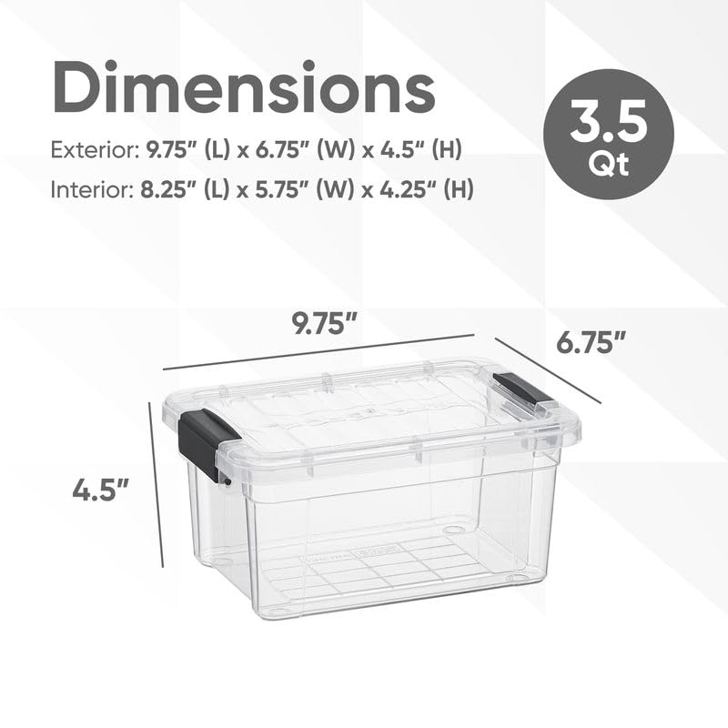 Superio Clear Storage Bins with Lids, Stackable Storage Box with Latches and Handles, Extra Small, 6 Pack 3 Quart - size: 3.5 Qt, style: 6 Pack