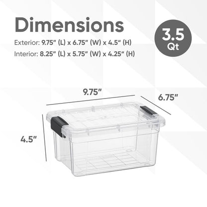 Superio Clear Storage Bins with Lids, Stackable Storage Box with Latches and Handles, Extra Small, 6 Pack 3 Quart - size: 3.5 Qt, style: 6 Pack