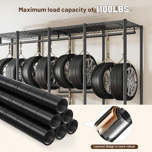 Raybee Clothes Rack Heavy Duty 1100 LBS Capacity Clothing Racks for Hanging Clothes Adjustable Garment Rack,17.7" D x 75.8" W x 76.9" H Black - color: Black, size: 75.8" W x 17.7" D x 76.9" H