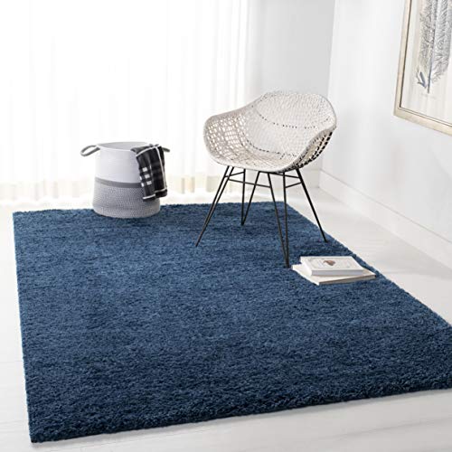 SAFAVIEH August Shag Collection Accent Rug - 2'3" x 4', Navy, Solid Design, Non-Shedding & Easy Care, 1.2-inch Thick Ideal for High Traffic Areas in Entryway, Living Room, Bedroom (AUG900N) - color: Navy, size: 2'3" x 4' (Rectangular)
