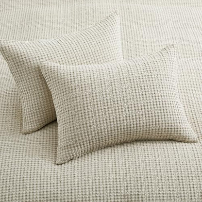Levtex Home Mills Waffle Twin Bedspread Set (84x104in) with 1 Pillow Sham (26x20in) - Undyed Wheat - Cotton Waffle Twin Size Bedspread Set - Lightweight, Soft, Pre-Washed - color: Wheat, size: Twin Bedspread