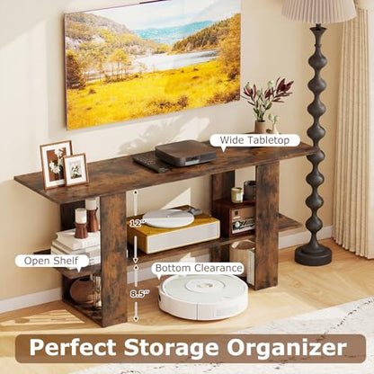 GIANTEX Modern TV Stand for 55 Inch TV, Entertainment Center with Open Storage Shelf, Wood Media Console Table for Living Room Bedroom Entryway, Rustic Brown - color: Rustic Brown