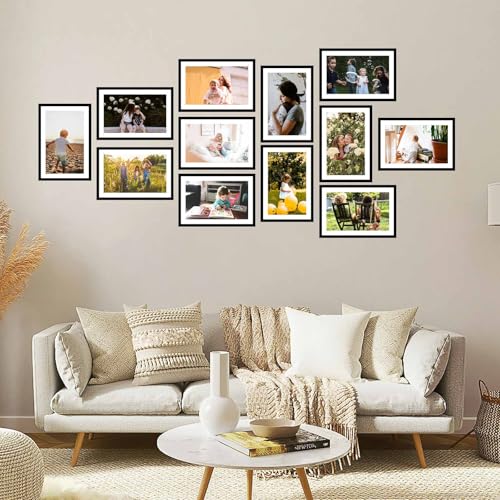 JCJMY 12 Pack 11x17 Picture Frame with 9x15 Mat, Display 9x15 with Mat or 11x17 Without Mat, 11 by 17 Frames Bulk Set of 12 Gallery Collage Wall Decor Photo Frames Set for Wall, Black - color: Black, size: 11x17 inch