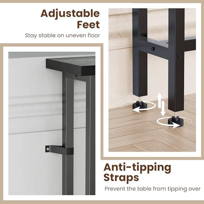 GRLEAF 78 Inch Narrow Sofa Table with Power Outlet, Extra Long Console Table Behind Couch Table with Charging Station, Skinny Entryway Table Thin Table for Living Room, Narrow Spaces (Black) - color: Black, size: 78IN