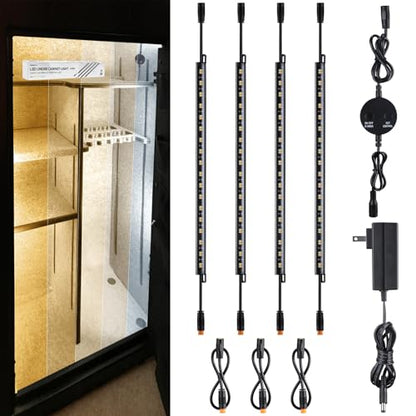 TORCHSTAR 4pcs 12 Inch LED Safe Lighting Kit, Rocker Switch, 5CCT | Dimmable, UL Power Adapter, Input 100-240V, Linkable Gun Safe Light Bars, 600LM, for Under Cabinet Locker Closet Showcase - color: 5CCT
