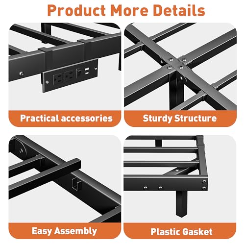 qimamo 10 Inch Floating King Bed Frame with Smart LED Lights and Charging Station, Modern Metal King Bed Frame, Easy to Assemble, No Box Spring Needed - size: King (U.S. Standard), style: Floating Look 10"