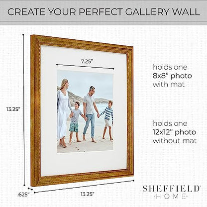 Sheffield Home 9 Piece Gallery Wall Frame Set, 12x12 Inch, Beaded Antique Bronze - color: Beaded Antique Bronze, size: 12x12 Inch