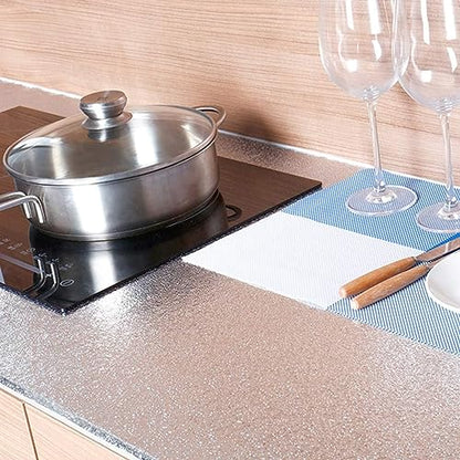 Silver Contact Paper Kitchen Backsplash Water/Oil Proof Wallpaper Metallic Peel and Stick Wallpaper 16"X118" Self Adhesive Aluminum Foil Contact Paper for Kitchen Countertop Cabinet Drawer