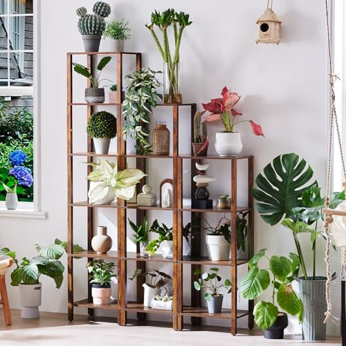 YUFAM 5 Tier Tall Narrow Bookshelf, Skinny Bookcase, Wooden Shelf, Brown | 54'' Tall Thin Book Shelf, Skinny Book Shelf for Modern Narrow Industrial Shelf fits Living Room, Office, Bedroom, Kitchen - color: Brown, size: 5-Tier