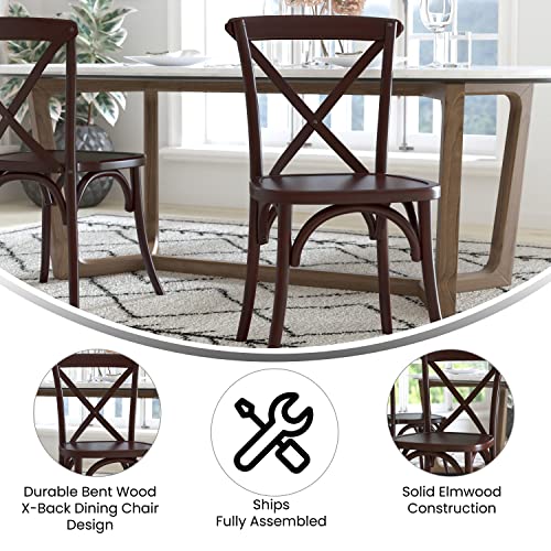 Merrick Lane Bardstown X-Back Bistro Style Wooden Dining Chair for Kitchens and Dining Rooms, High-Back Wood Stackable Kitchen Chair, Walnut - color: Walnut