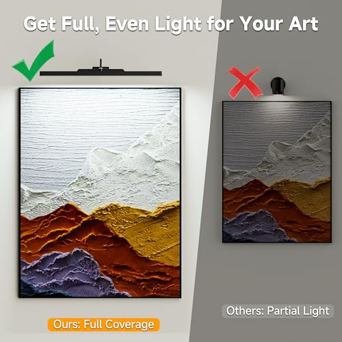 Picture Light for Wall Black, 6000mAh Rechargeable Battery Operated Gallery Lighting LED,Cordless Wireless Remote Dimmable Lighting for Art Frame(24 in, Black) - color: Black, size: 24 Inch