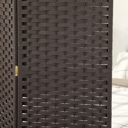 HOMCOM Room Divider 4 Panel Folding Privacy Screen 5.6' Tall White | Freestanding Partition, Home Office, Bedroom - color: Brown, size: 4 Panel