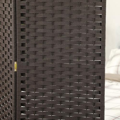HOMCOM Room Divider 4 Panel Folding Privacy Screen 5.6' Tall White | Freestanding Partition, Home Office, Bedroom - color: Brown, size: 4 Panel