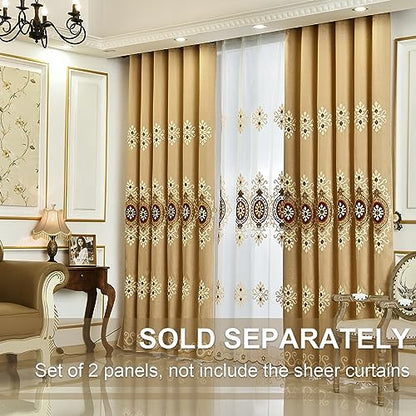 Simple Chenille Jacquard Blackout Window Elegance Curtains/Drapes/Panels/Treatments for Bedroom Living Room, 60 x 106, Top Grommets (2 Panels) | Medium Weight Fabric, Woven Texture, Soft Light Filtering, Drapes for Living Room and Dining Room Windows - co