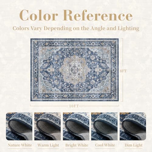 PADOOR 8X10 Area Rug,Rugs for Living Room,Soft Blue Rugs for Bedroom,Machine Washable Rug Non Slip Carpet for Dining Room Living Room Bedside Office - color: Blue, size: 8' x 10' (Rectangular)