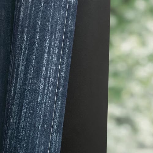 MIULEE Navy Blue and Greyish White Ombre Blackout Curtains 52Wx90L Set of 2 | Full Room Darkening,Thermal Insulated,90 Inch Long,Grommet Drapes for Bedroom/Living Room,Modern Window Treatments - color: Navy Blue and Greyish White, size: 52"W x 90"L (Pack