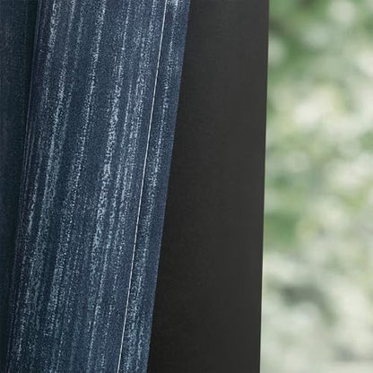 MIULEE Navy Blue and Greyish White Ombre Blackout Curtains 52Wx90L Set of 2 | Full Room Darkening,Thermal Insulated,90 Inch Long,Grommet Drapes for Bedroom/Living Room,Modern Window Treatments - color: Navy Blue and Greyish White, size: 52"W x 90"L (Pack