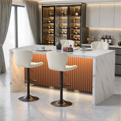 67" Kitchen Island Table with Faux Marble Top, Counter Height Dining Table for Kitchen, Modern Island Table with Fluted Base, Seats 4 - color: White1, size: Table Only