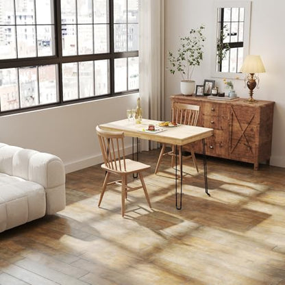 Solid Oak Folding Desk 43 Inch No Assembly Portable Table | Foldable steel legs ，Natural Wood Grain Finish，Lightweight for Easy Moving， for Home Office Writing Reading