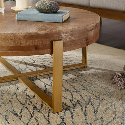 Round Wood Coffee Table, Espresso, 32.28" D x 32.28" W x 17.72" H