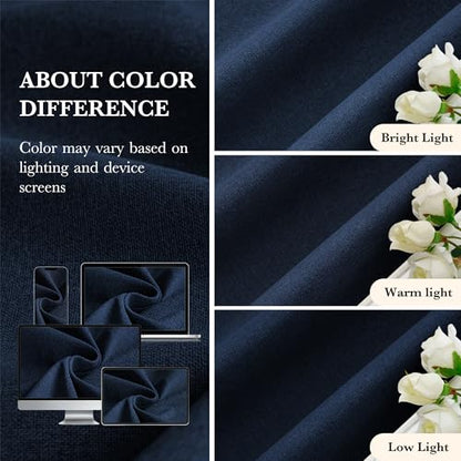 RYB HOME Navy Blue 100% Blackout Sliding Door Curtains 60 Wide 84 Long | Single Panel, Linen Blackout Drape, Bedroom Apartment Closet, Room Divider, Privacy Protection, Thermal Insulated, W60 x L84 - color: Navy Blue, size: 60"W x 84"L (Pack of 1)