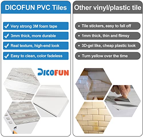 DICOFUN 10-Sheet Peel and Stick Backsplash Tile, Brown Birch PVC Mixed Metal Stick on Backsplash Tiles for Kitchen, 9.4 sq.ft - color: Brown Birch and Metal Silver, size: 10 Sheets, 12’’x12’’x0.12’’