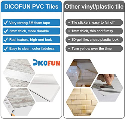 DICOFUN 10-Sheet Peel and Stick Backsplash Tile, Brown Birch PVC Mixed Metal Stick on Backsplash Tiles for Kitchen, 9.4 sq.ft - color: Brown Birch and Metal Silver, size: 10 Sheets, 12’’x12’’x0.12’’