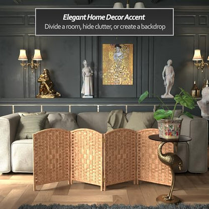Red Lantern 2 ft. Short Diamond Weave Fiber Folding Screen - Natural - 4 Panel - color: Natural, size: 4 Panel