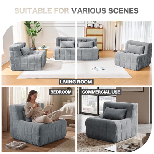 3 PCS Modular Sectional Sofa,Boneless Cloud Couches for Living Room, 2 Small Single Couch and 1 Loveseat Sets with Cushion,Comfy Floor Lounge Sofa for Bed Room,Apartment,Deep Seat Couch,Grey | Boneless Cloud - size: 1LOVESEAT&2Single