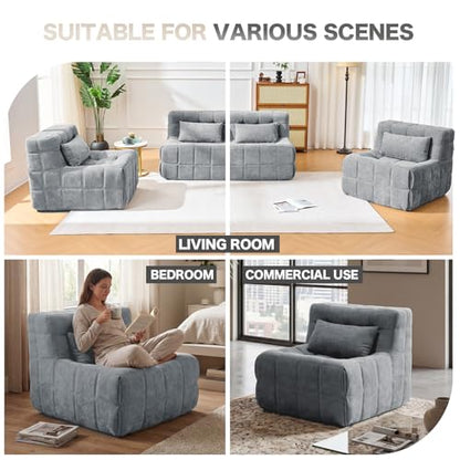 Small Couches for Living Room,Boneless Small Sectional Foam Couch with Cushion,Comfy Floor Modular Lounge Sofa for Modern Living Room,Bedroom,Small Space,Grey,Single - size: Single
