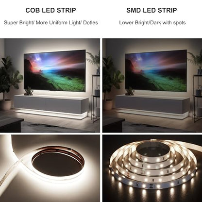 AXMOTUT COB LED Strip Light with Remote, Dimmable 32.8FT/10M Flexible High Density LED Light,4000K Natural White 3200LEDs Super Bright LED Light Strip CRI 90+ for Bedroom,Kitchen,DIY Home Decoration - size: 4000K/32fT