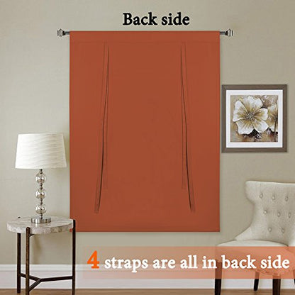 H.VERSAILTEX Blackout Room Darkening Curtain Tie Up Shade Blackout Curtain for Bedroom Window (Rod Pocket Panel, 42 inches W x 63 inches L, Orange) - color: Orange