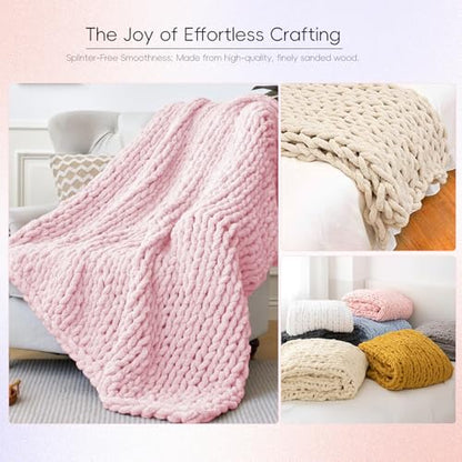 PIRXXIY 65'' Chunky Yarn Blanket Loom, Knitting Loom for Custom Hand Knitting Yarn Chunky, Extra Large Loom for Beginners DIY Craft Enthusiasts