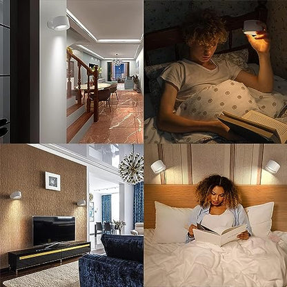 Deyagoo LED Wall Sconce, Rechargeable Wall Light with Remote-White | 3 Colors, Dimmable, Magnetic Rotating Head, 360 Degree Rotate - color: A-White