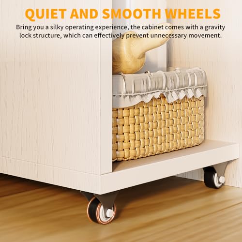 GarveeHome Folding Computer Desk Multi-Functional Foldable Table, 50" Extendable Wood Drop Leaf Table with Storage Racks & Wheels for Kitchen Dining Living Study Room Dormitory Apartment Small Spaces