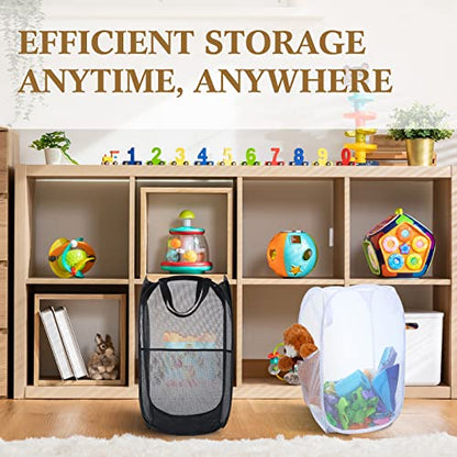 Gejoy 16 Pcs Mesh Pop up Laundry Hamper Bulk Collapsible Laundry Basket Large Foldable Clothes Hamper with Handles Ideal for Kids Adults, College Dorm, Travel, Hotel, 14. 1 x 22. 8 Inch