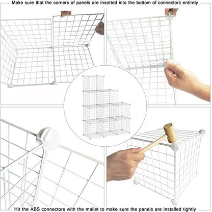 C&AHOME Wire Cube Storage, 9-Cube Organizer Metal, Wire C Grids Storage, Storage Bins Shelf, Modular Bookshelf, Closet Cabinet Ideal for Home, Living Room, Office 36.6”L x 12.4”W x 48.4”H White | Storage Bins Shelf, Modular Bookshelf Units, Closet Cabinet