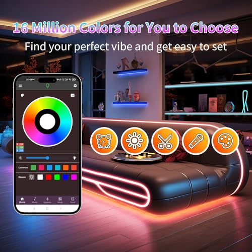 NBBUFF 390FT RGB Led Lights for Bedroom with Remote & App Control, 4 * 97FT | Music Sync Led Light Strip, Color Changing Led Strip Lights, DIY Dimmable Led Lights for Room Decor Ambient Lighting - size: 390 ft