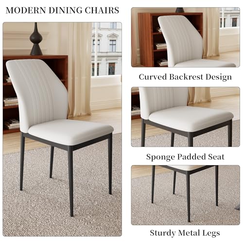 HIPIHOM 45.3'' Walnut Round Dining Table Set for 4, Mid Century Modern Small Coffee Set for Dining Room Kitchen Apartment (Dark Walnut Table + 4 White Chairs) - color: Walnut Table+4 White Chairs