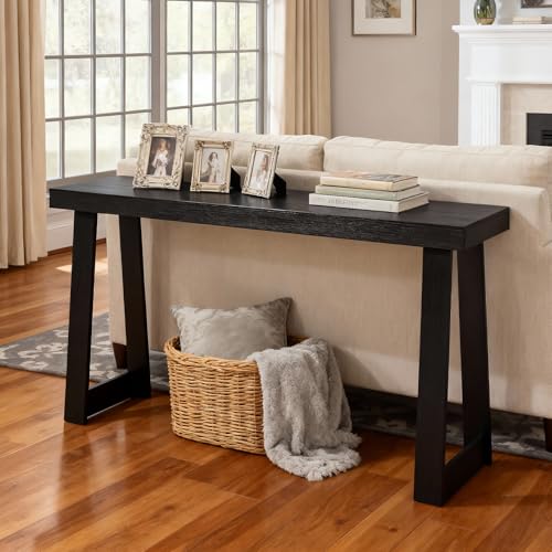 VEVOR 56 in Console Table, Modern Desk Behind The Couch, Wooden Rectangle Entrance Desk, Narrow Long Sofa Table Accent Stand, Ideal for Hallway, Bedroom, Living Room, Foyer, Easy Assembly, Black - color: Black, size: 56 Inch