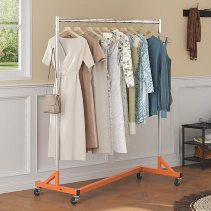 VEVOR Z Rack, Industrial Grade Z Base Garment Rack, Rolling Sturdy Steel Z Base Clothing Rack with Lockable Casters, for Home Clothing Store Display Orange (3 Sets) | for Home Clothing Store Display, 3 Packs, Space-Saving Storage, Quick Assembly, with Loc