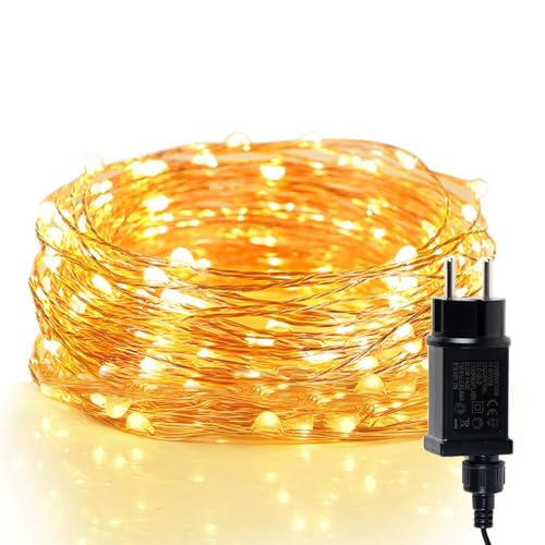 33Ft 100LED Plug-in Waterproof Fairy String Lights with 8 Lighting Modes - Indoor & Outdoor Decor for Bedroom, Girl’s Room, Garden, Party, Christmas - Warm White Twinkle Lights - color: 33FT Warm White
