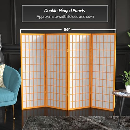 4 ft. Short Window Pane Shoji Screen - Honey - 4 Panels - color: Honey, size: 4 Panels