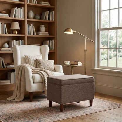 HomePop 24" Dinah Collection Storage Ottoman - Chocolate Brown - color: Brown