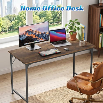 Computer Desk 47 inch Length Study Writing Table, Adjustable feet, Modern Furniture for Home Office, Brown - color: Brown, size: 47 inch
