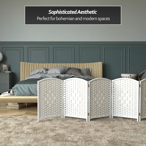 Red Lantern 2 ft. Short Diamond Weave Fiber Folding Screen - White - 6 Panel - color: White, size: 6 Panel