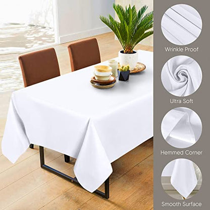 Utopia Kitchen Rectangle Table Cloth 1 Pack [90x132 Inches, White] | Tablecloth Machine Washable, Polyester Table Cover for Dining, Buffet Parties, Picnics, Events, Weddings and Restaurants - color: White, size: 1 Pack 90x132 Inch Tablecloth