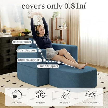 40" Pull Out Couch,2 in 1 Sleeper Sofa Bed,Convertible Sleeper Chair with Pillow Foldable Mattress with Back Support,Teddy Fleece,Blue - color: Blue
